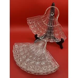 Vtg Fenton Daisy & Button Fan Shaped Appetizer Plates (Set Of 4) Victorian